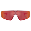 Front view of the Arnette Saturnya Sunglasses in Aluminia Burgandy, Dark Grey Mirror Red lens, unisex model