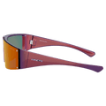 Side view of the Arnette Saturnya Sunglasses in Aluminia Burgandy, Dark Grey Mirror Red lens, unisex model