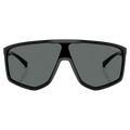 Front view of the Arnette Stripe M Sunglasses in Black, Dark Grey lens, unisex model