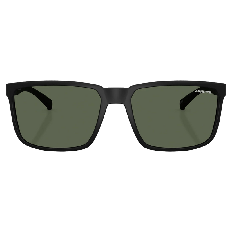 Front view of the Arnette Stripe Sunglasses in Black, Dark Grey lens, unisex model
