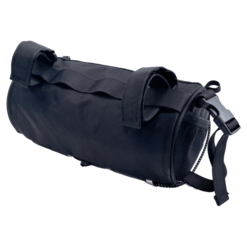 Back view of the Azur Handle Roll Bag in Black colourway, unisex model