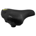 Side view of the Azur Kappa Pro Memory Foam Bike Seat in Black colourway, unisex model