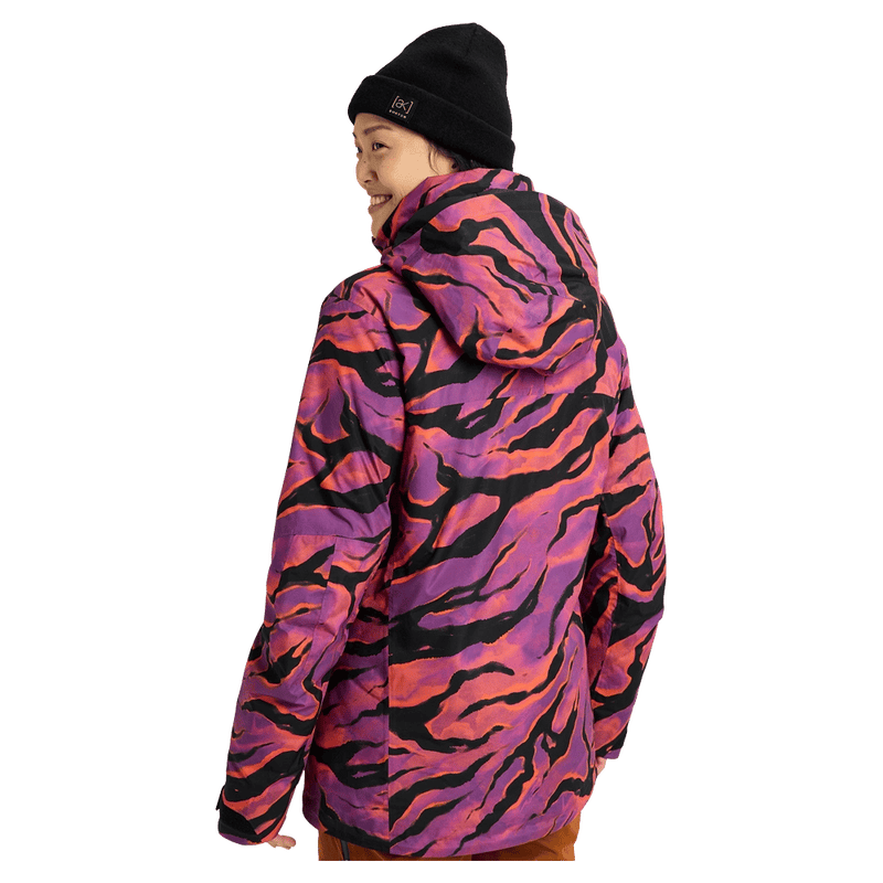 Back view of the Burton AK Embark Snowboard Jacket in Slash Multi colourway, women's model