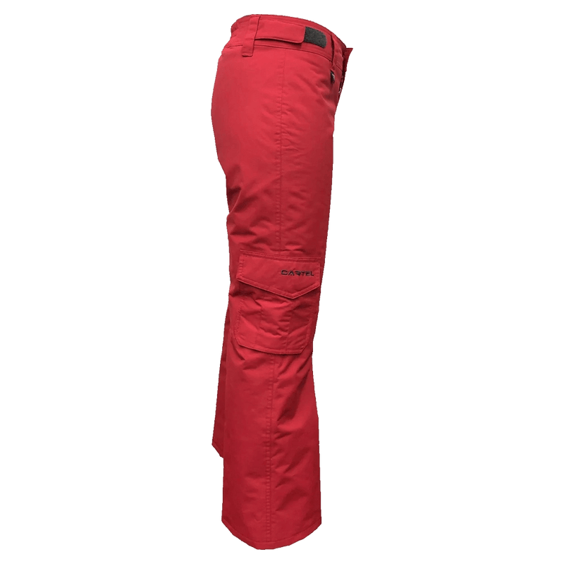 Side view of the Cartel Buck Pants in Red colourway, kids model