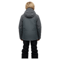 Back view of the Cartel Manfred Jacket in Ebony Plaid colourway, kids model