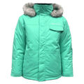 Main view of the Cartel Peaches Jacket in Ice Green colourway, kids model