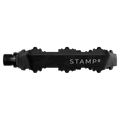 Side view of the Crankbrothers Stamp 0 Pedals in Black colourway, unisex model