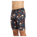 Back view of man in the Dharco Padded Bike Party Pants in colour Skullduggery.