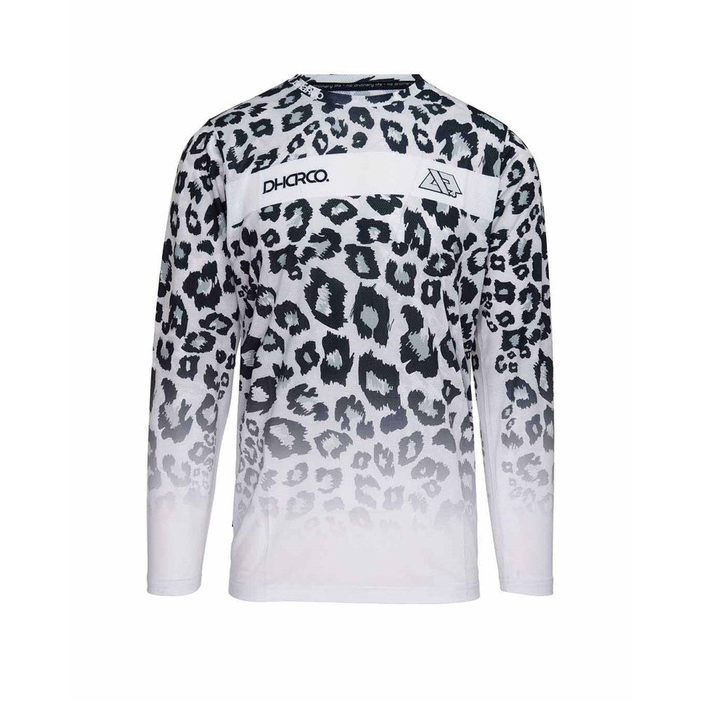 White leopard print men's long sleeve top.
