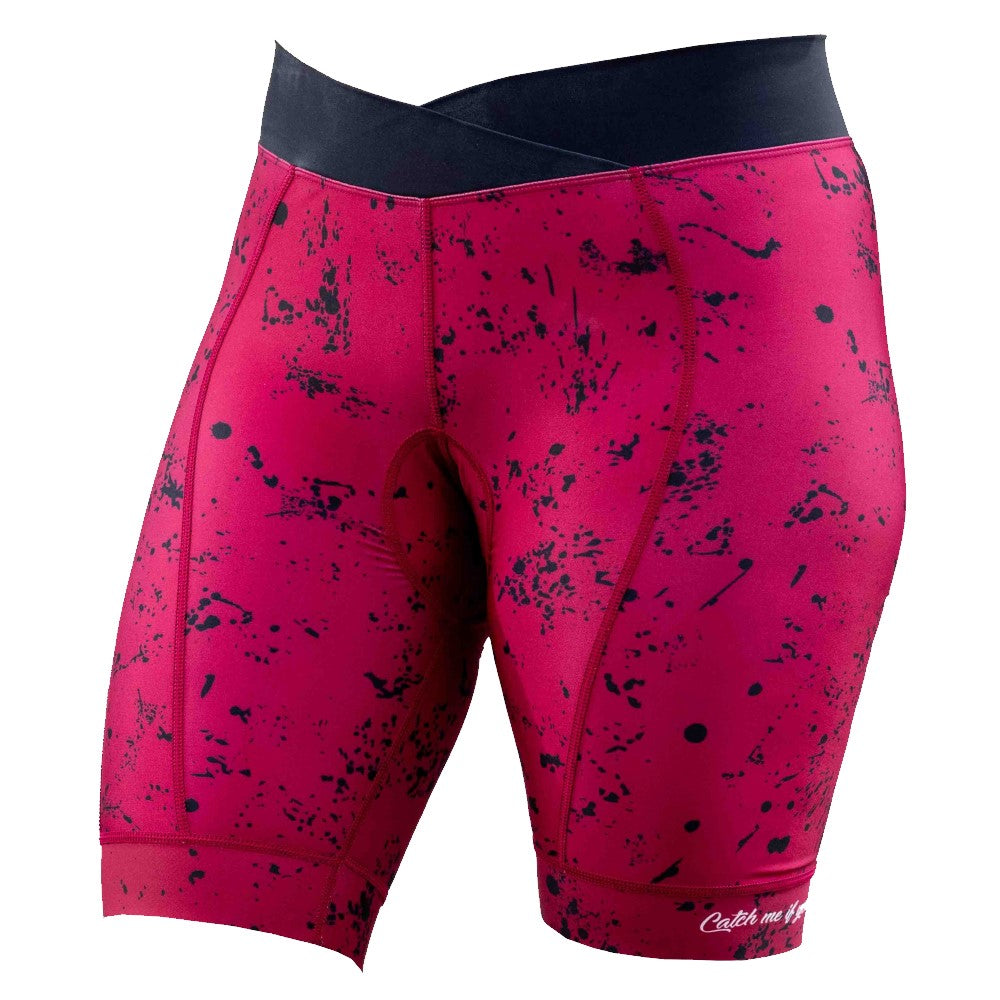Padded cycling shorts for women in red colour.