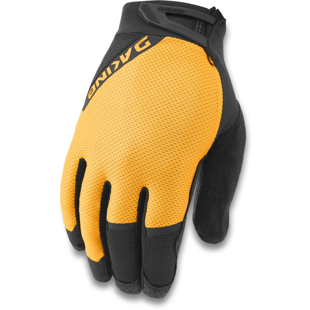 Mens Dakine Boundary bike glove in Golden Glow yellow colour.