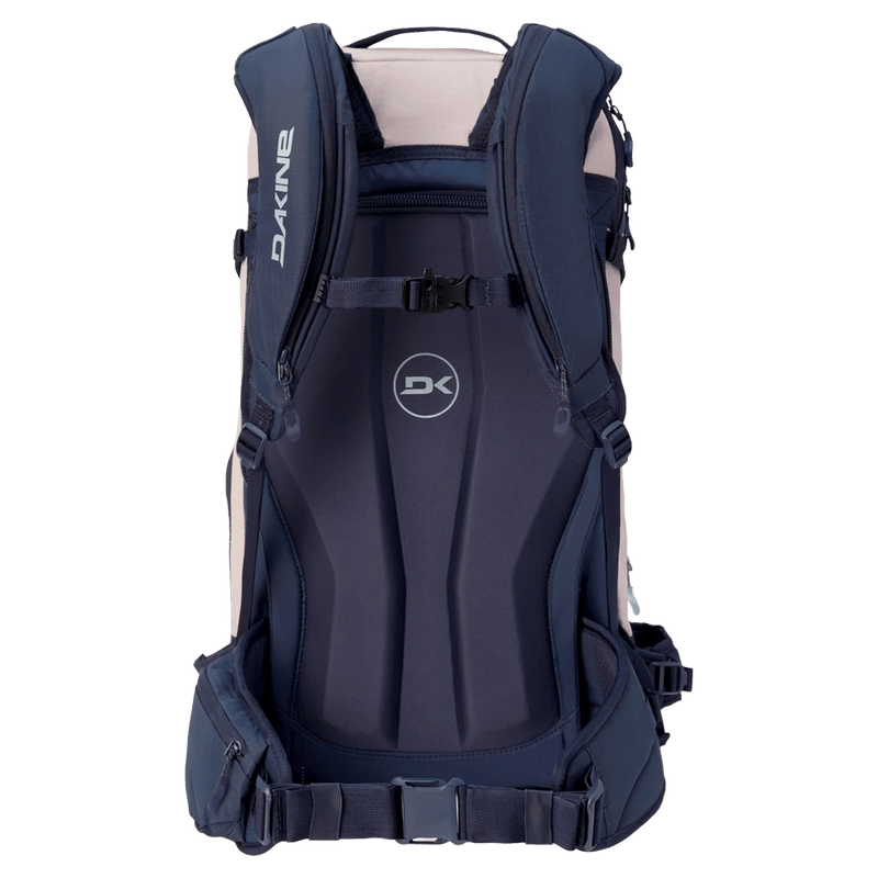 Back view of the Dakine Poacher 30L Backpack in Lilac colourway, unisex's model