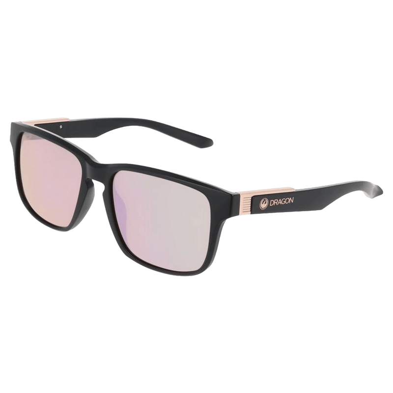 Main view of the Dragon Capo Sunglasses in Matte Black, Rose Gold lens, unisex model