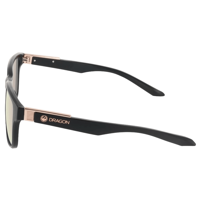 Side view of the Dragon Capo Sunglasses in Matte Black, Rose Gold lens, unisex model