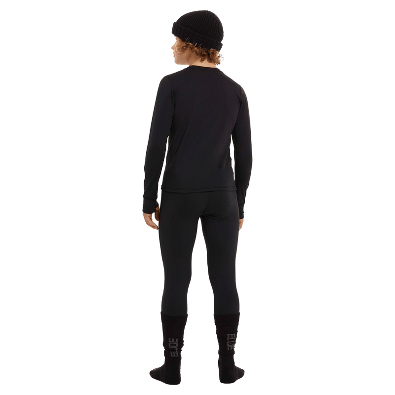 Back view of the Elude Boys 7-8 Thermal Top in TRUE BLACK colourway, kids model