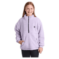 Front view of the Eve Girl Cozy Quarter Zip in Lilac colourway, girls's model