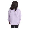 Back view of the Eve Girl Cozy Quarter Zip in Lilac colourway, toddler's model