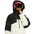 Front, on body image of the Fern Ins Gore Pullover Snowboard Jacket - Womens in Bone. Featuring contrast black hood.
