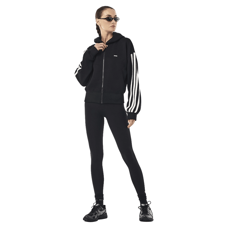 Full view of P.E Nation Flip Side Zip Thru Hoodie in colour Black