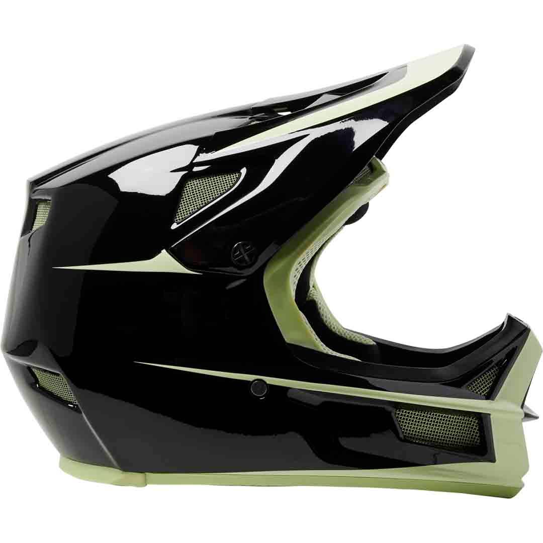 Black and green, unisex, full face mountain bike helmet.