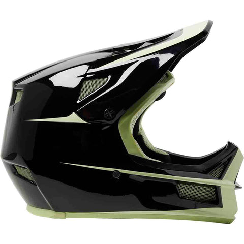 Black and green, unisex, full face mountain bike helmet.