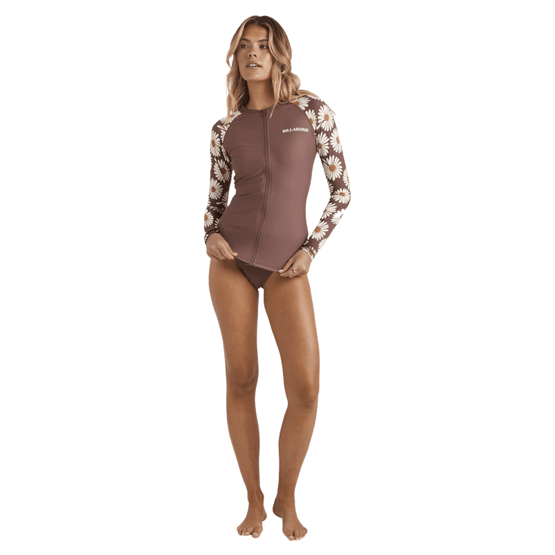 Full view of Billabong Fresh Daze Pipa Ls Sshirt - Womens in colour Espresso.