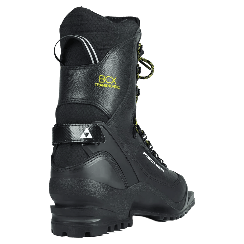 Back view of the Fischer BCX Transnordic 75 XC Boots in black colourway, unisex's model