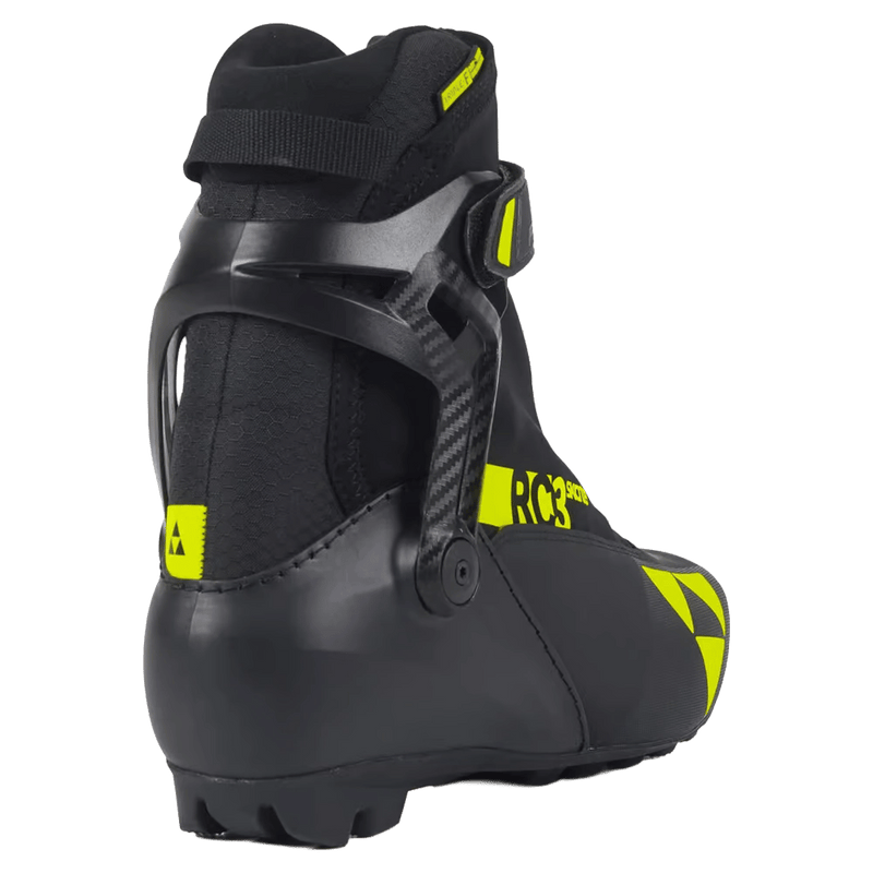 Back view of the Fischer RC3 Skate Ski Boots in Black colourway, unisex's model