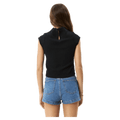Back view of Afends Wren Seersucker Top - Womens in colour Black.