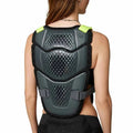 Fox Raceframe Impact Guard back protector in grey with honeycomb vents, black padding, and neon yellow shoulder straps.