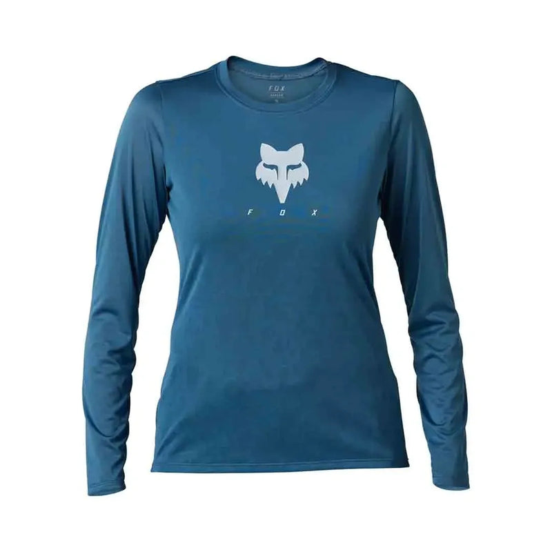 Main view of the Fox Ranger Tru Dr LS Jersey in Dark Salt colourway, women's model