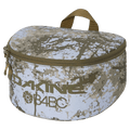 Dakine Goggle Stash case in white and olive camo with B4BC logo, top webbing handle, and wrap-around zipper.