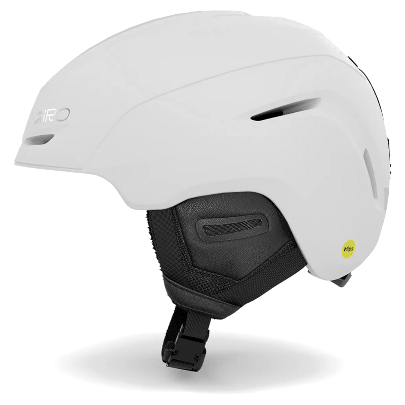 Side view of the Giro Avera AF Helmet in WHITE colourway, women's model