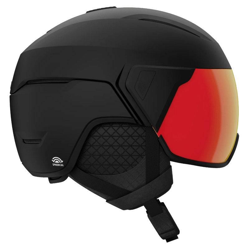 Side view of the Giro Orbit Spherical MIPS Visor Helmet in Matte Black colourway, unisex's model