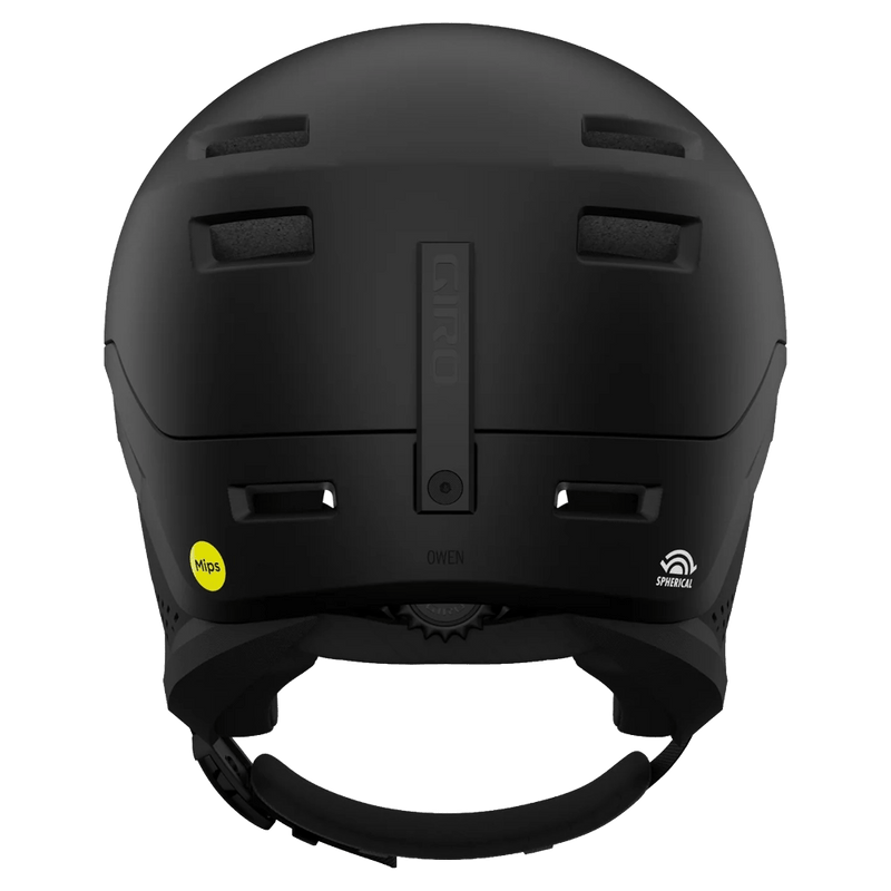 Back view of the Giro Own MIPS Helmet in Matte Black colourway, unisex's model