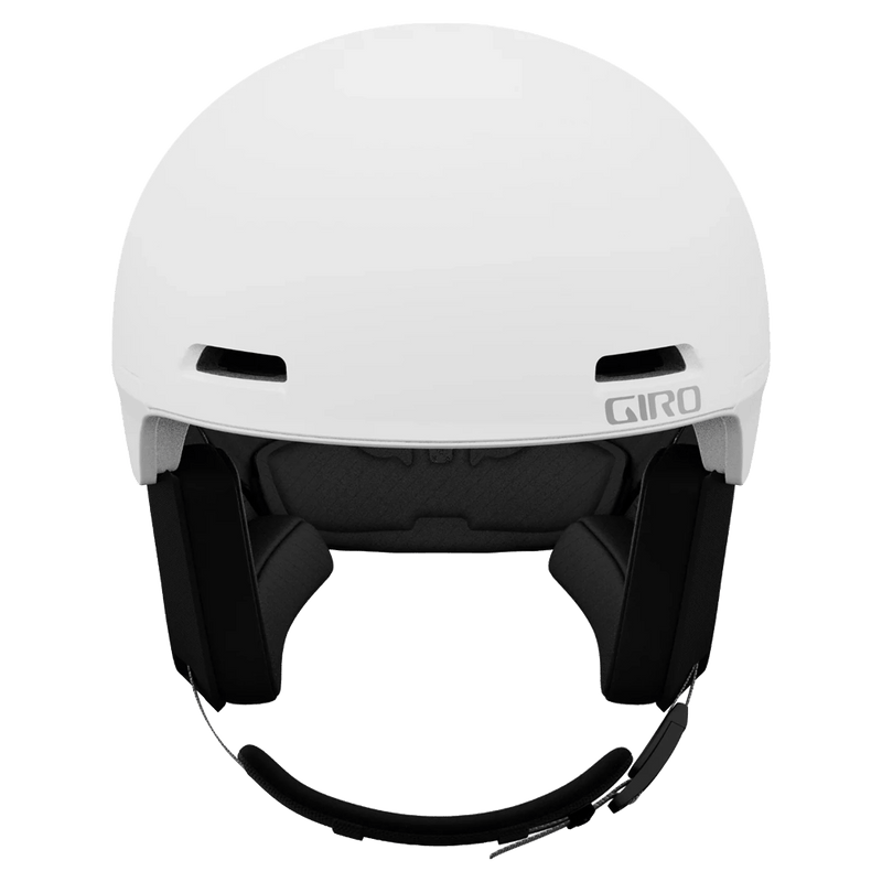 Front view of the Giro Own MIPS Helmet in Matte White colourway, unisex's model