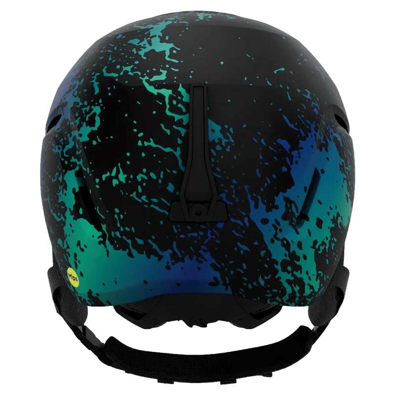 Back view of the Giro Spur Jr MIPS Helmet in Neon Pink Surge colourway, KIDS's model
