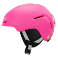 Side view of the Giro Spur Jr MIPS Helmet in Bright Pink colourway, KIDS's model
