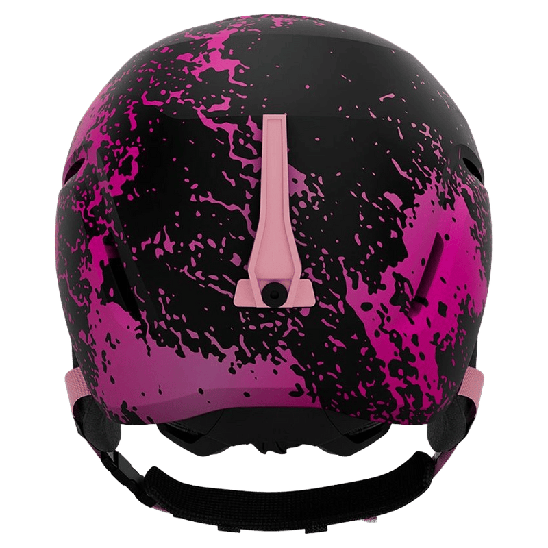 Back view of the Giro Spur Jr MIPS Helmet in Neon Pink Surge colourway, KIDS's model