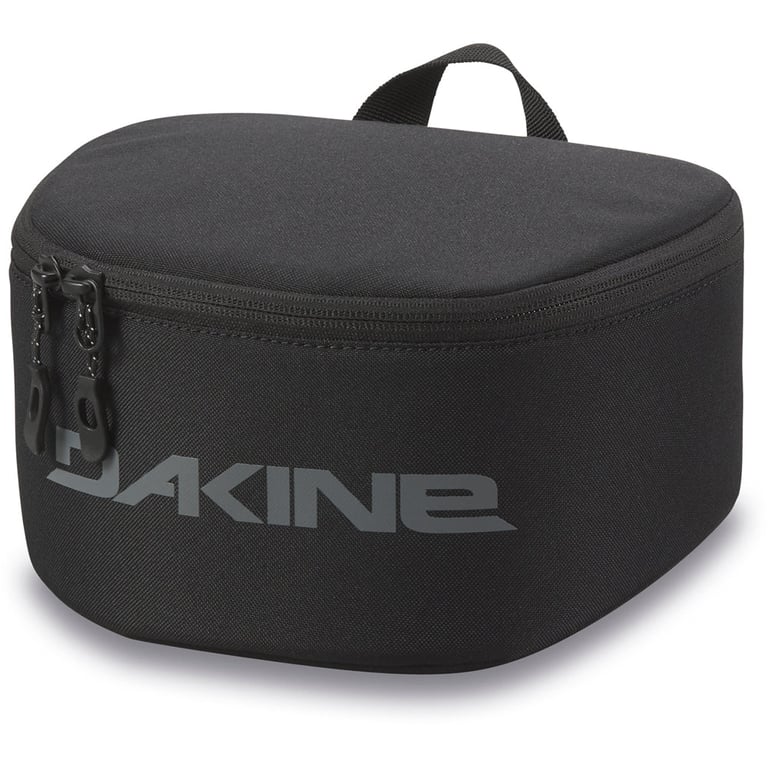 Black Dakine Goggle Stash padded case with grey logo, dual zippers, and top carry handle.