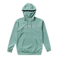 Front product image of the Riding Hydro Pullover - Womens in Arctic Blue. Features a hood with adjustable drawstrings, high collar neckline, a kangaroo pocket and contrast white branded print across chest.