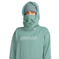 Image of the Riding Hydro Pullover - Womens in Arctic Blue. Features a hood with adjustable drawstrings and intergrated neckwarmer