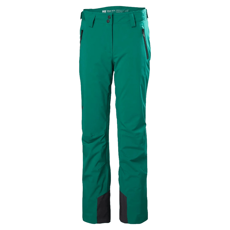 Teal Helly Hansen women's Legendary insulated ski pants with zippered pockets and reinforced inner ankle cuffs.