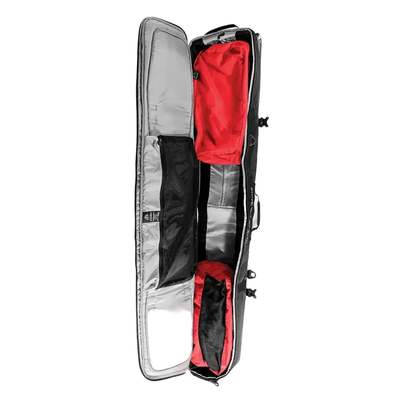 Open view of the Jones Expedition Snowboard Bag in black.