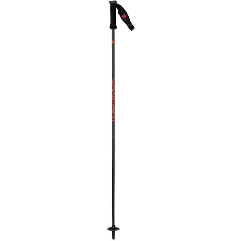 Kerma Vector Hybrid 12 Ski Poles with black shaft, basket, handle and strap. Red writing and logo