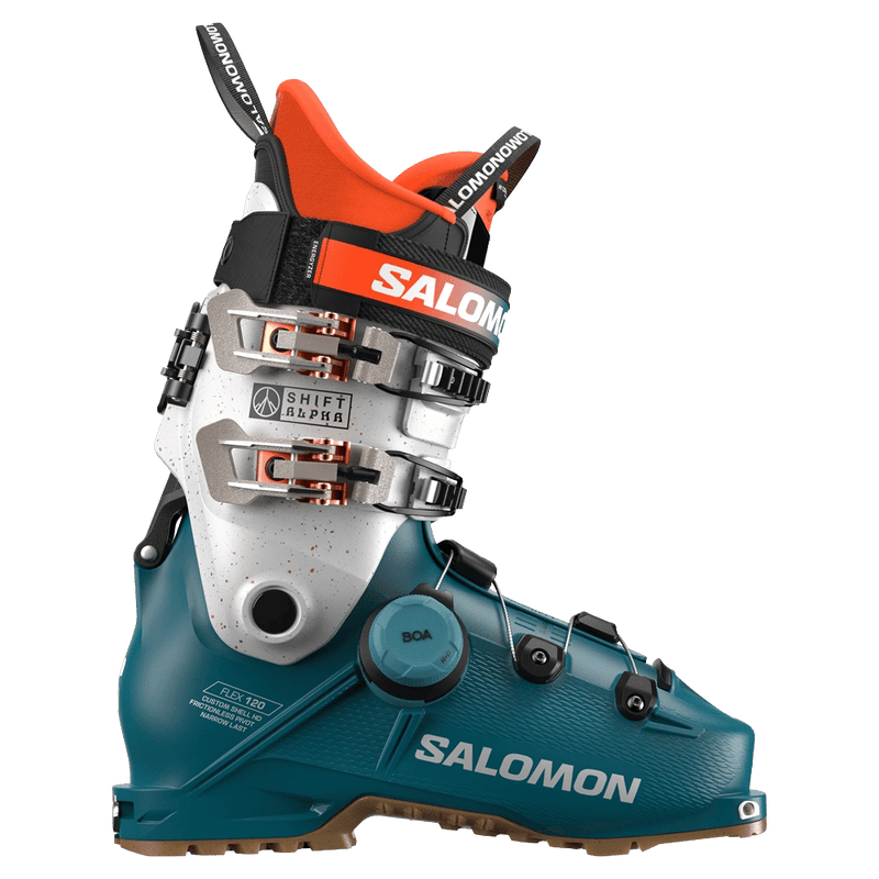 Side view of Salomon Shift Alpha BOA 120 Ski Boots