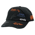 Front view of Afends Leap Recycled Six Panel Cap in colour Stone Black.