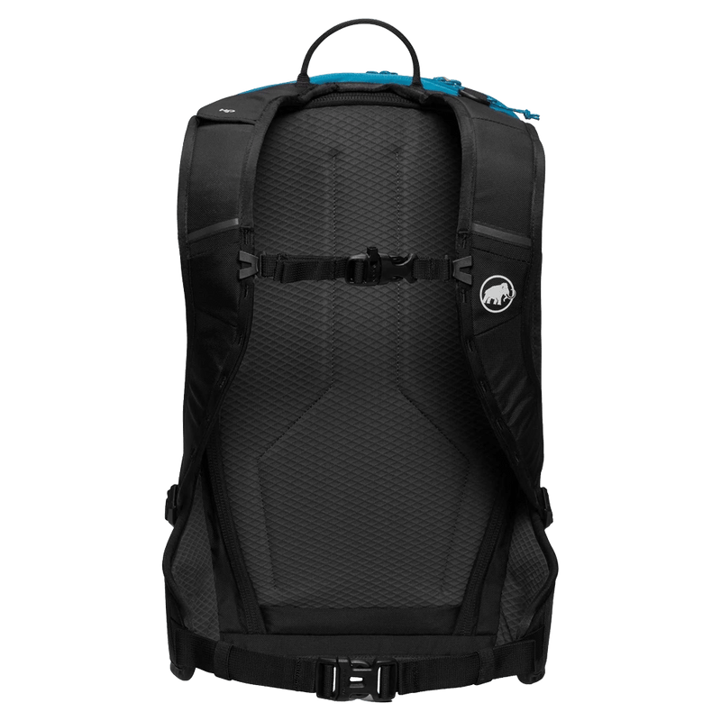 Back view of the Mammut Nirvana 22L Backpack in sapphire-black colourway, unisex model
