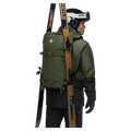 Carried view of the Mammut Nirvana 35L Backpack in Marsh Black colourway, unisex model