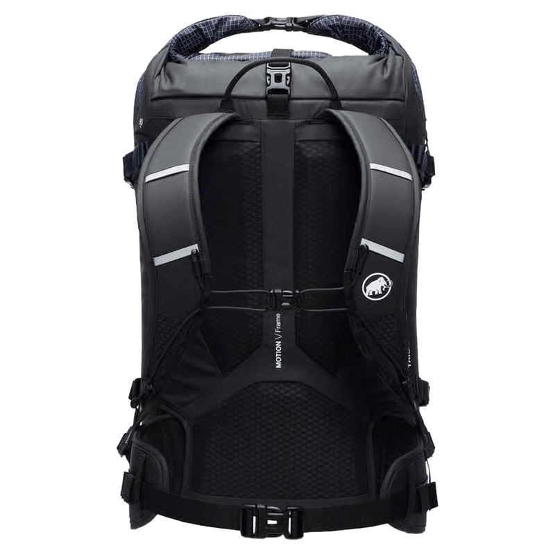 Back view of the Mammut Trion 28 Backpack in Marine Black colourway, women model